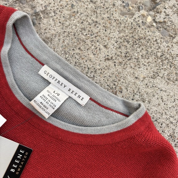 Geoffrey Beene Men Long Sleeve Pullover Sweater x2 Shirt Color Red Mulberry NWT - Picture 6 of 8